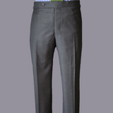 Mid-Grey Plain Weave Worsted Wool Trouser