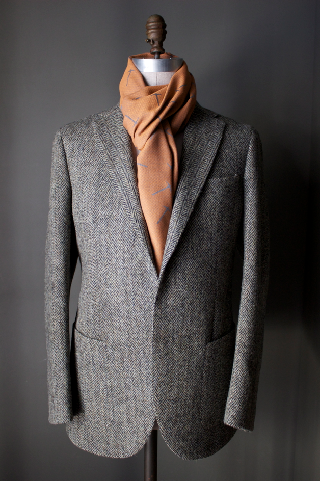 Unstructured Herringbone Tweed Sportcoat