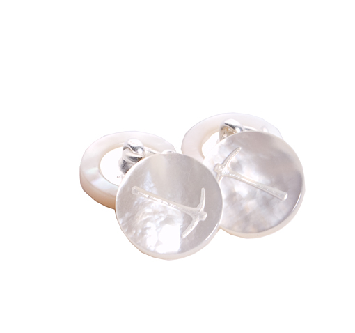 Cufflinks in Mother of Pearl with Pick Axe Logo