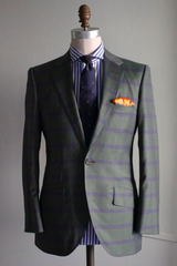Green Suit with Navy Overcheck