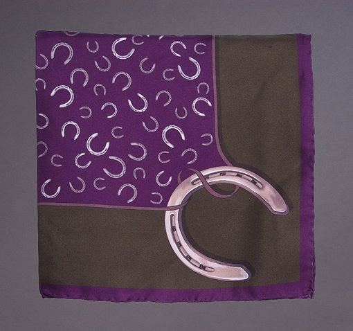 Horseshoe Pocketsquare, Purple/Olive