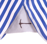 Royal and White Cabana Stripe with English Spread Collar
