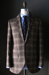 Light Brown Plaid with Blue Overcheck Sportcoat