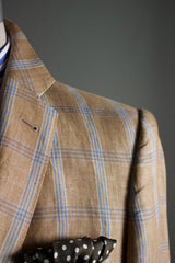 Multi Windowpane Sportcoat in Camel w/ Light Blue Sportcoat