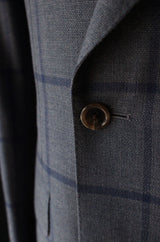 Unstructured Double Breasted Blue Windowpane Sportcoat