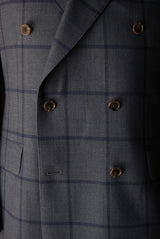 Unstructured Double Breasted Blue Windowpane Sportcoat