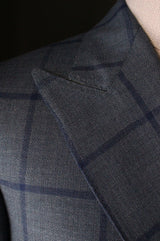 Unstructured Double Breasted Blue Windowpane Sportcoat