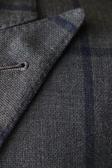 Unstructured Double Breasted Blue Windowpane Sportcoat