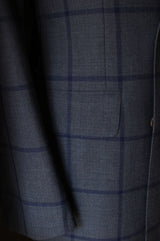 Unstructured Double Breasted Blue Windowpane Sportcoat