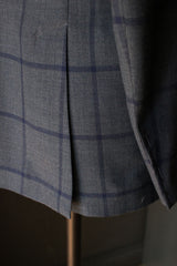 Unstructured Double Breasted Blue Windowpane Sportcoat