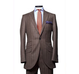 Chalk Stripe Flannel Suit in Olive