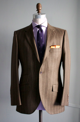 Chalk Stripe Flannel Suit in Olive