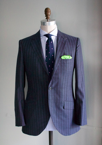 Navy Pindot Stripe Suit