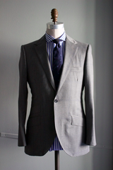 Grey Oversize Worsted Windowpane Suit