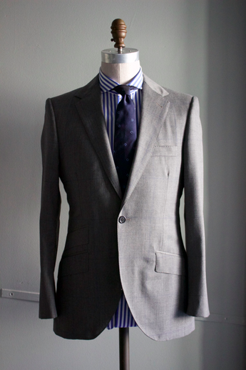 Grey Oversize Worsted Windowpane Suit