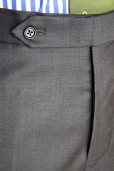 Mid-Grey Plain Weave Worsted Wool Trouser