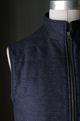 CharNavy Wool Textured Flannel Vest