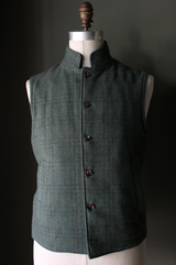 Forest Green Plaid Tweed Vest