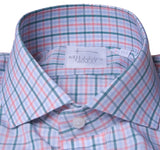 Pink/Green/Blue Double Box Check Shirt with English Spread Collar