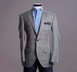 Windowpane sportcoat in green with pink