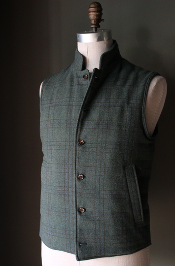 Forest Green Plaid Tweed Vest