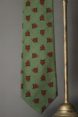 Printed Foxhead Tie on Wool Challis