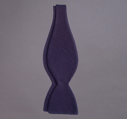 Woven Cashmere & Silk Herringbone Solid Bow Tie