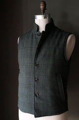 Forest Green Plaid Tweed Vest